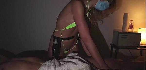  Kinky masseuse tugs cock during erotic rub